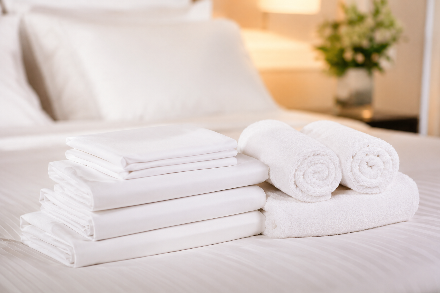 Chambre de location Airbnb équipée de linge blanc impeccable prêt à accueillir les voyageurs